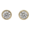 Bezel Round Diamond Stud Earrings Yellow Gold