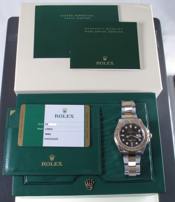 Pre-Owned Rolex 40MM Yachtmaster (2019)Rose Gold And Stainless Steel Model 126621 B and P
