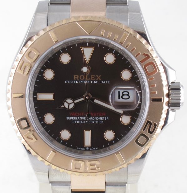 Pre-Owned Rolex 40MM Yachtmaster (2019)Rose Gold And Stainless Steel Model 126621 Front Close