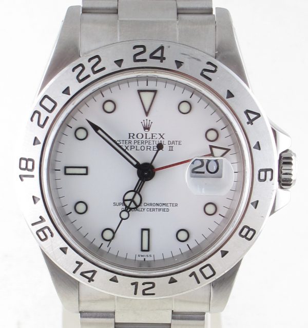 Pre-Owned Rolex Explorer II Polar (1999) Stainless Steel 16570 Front Close
