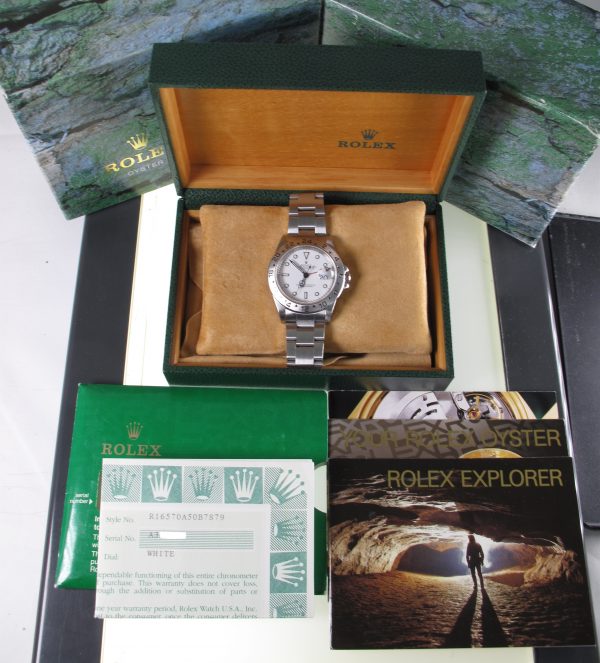 Pre-Owned Rolex Explorer II Polar (1999) Stainless Steel 16570 b and p inside