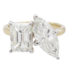 Toi Et Moi Marquise Emerald Diamond Engagement Ring