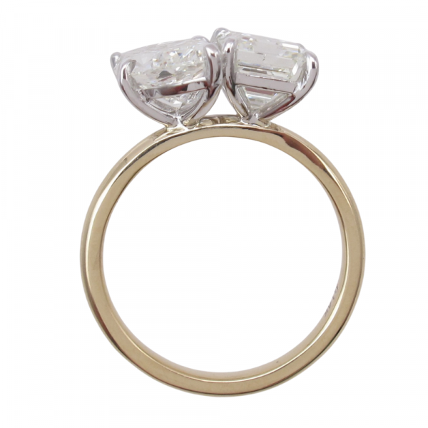 Toi Et Moi Marquise Emerald Diamond Engagement Ring Profile