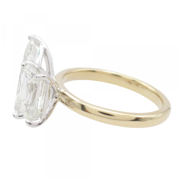 Toi Et Moi Marquise Emerald Diamond Engagement Ring Side Angle