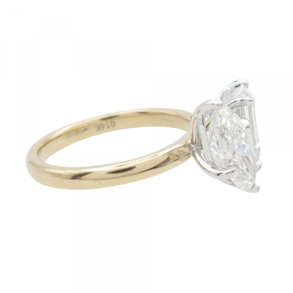 Toi Et Moi Marquise Emerald Diamond Engagement Ring Side