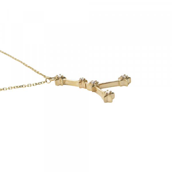 Zodiac Cancer Constellation Necklace Yellow Gold Side