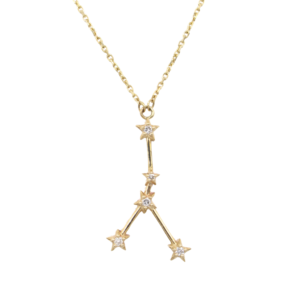 Cancer Zodiac Constellation Necklace 0.08ctw Diamond 14k