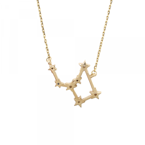 Zodiac Virgo Constellation Necklace Yellow Gold back
