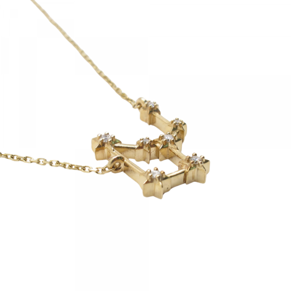 Zodiac Virgo Constellation Necklace Yellow Gold side