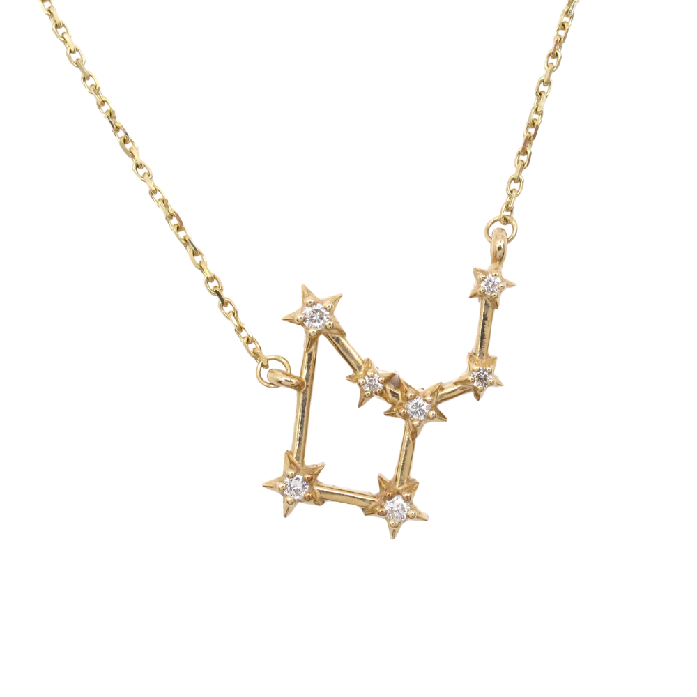 Virgo Zodiac Constellation Necklace 0.10ctw Diamond 14k