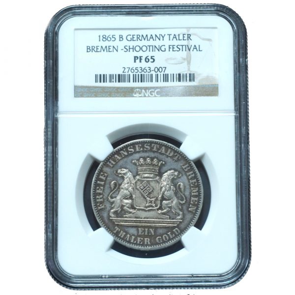 1865-B Germany Taler Bremen Shooting Festival PF65 NGC