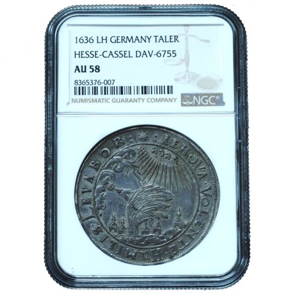 1636-LH Germany Hesse-Cassel Willow Taler AU58 NGC