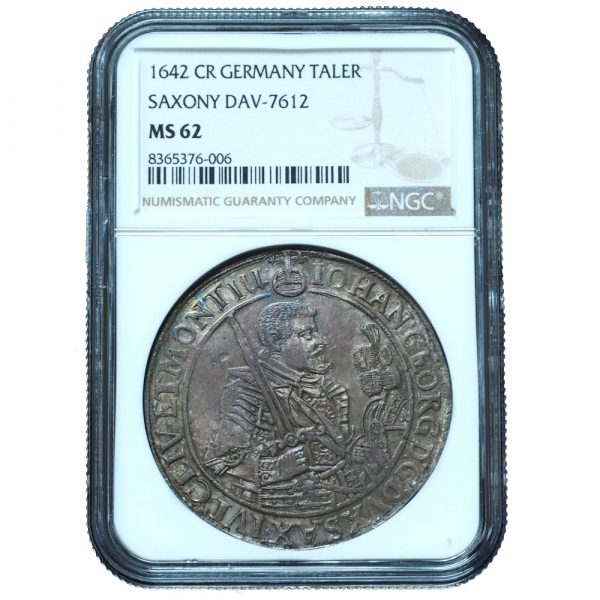 1642-CR Germany Saxony MS62 NGC DAV-7612