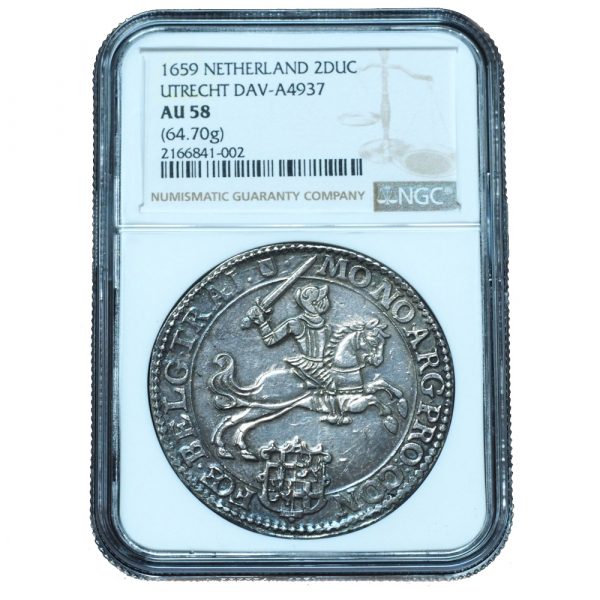 1659 Netherlands Double Ducaton Utrecht AU58 NGC