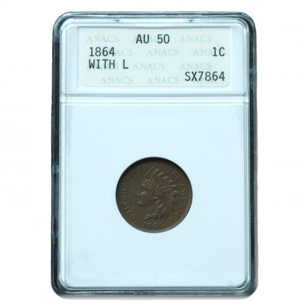 1864-L Indian Head Penny AU50 ANACS