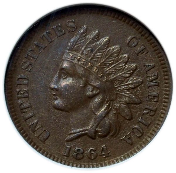 1864-L Indian Head Penny AU50 ANACS
