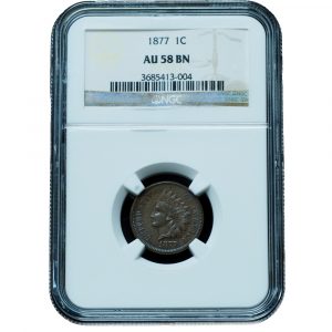 1877 Indian Head Penny AU58 BN NGC