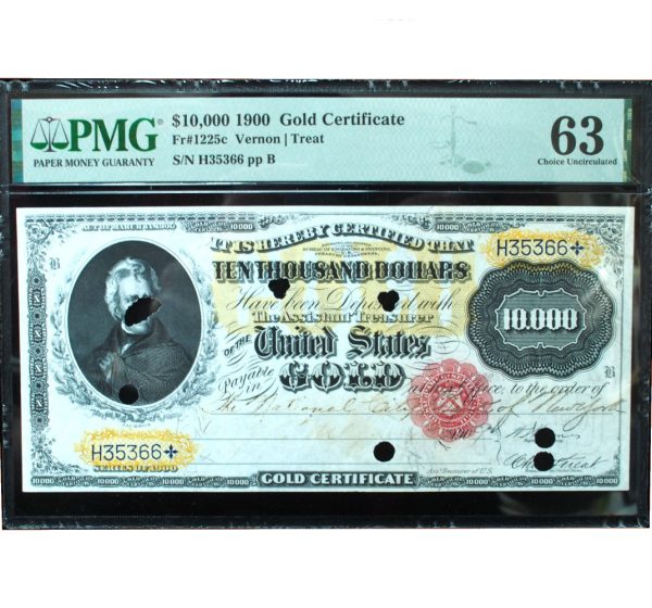 1900 $10,000 Gold Certificate PMG 63 Choice Uncirculated