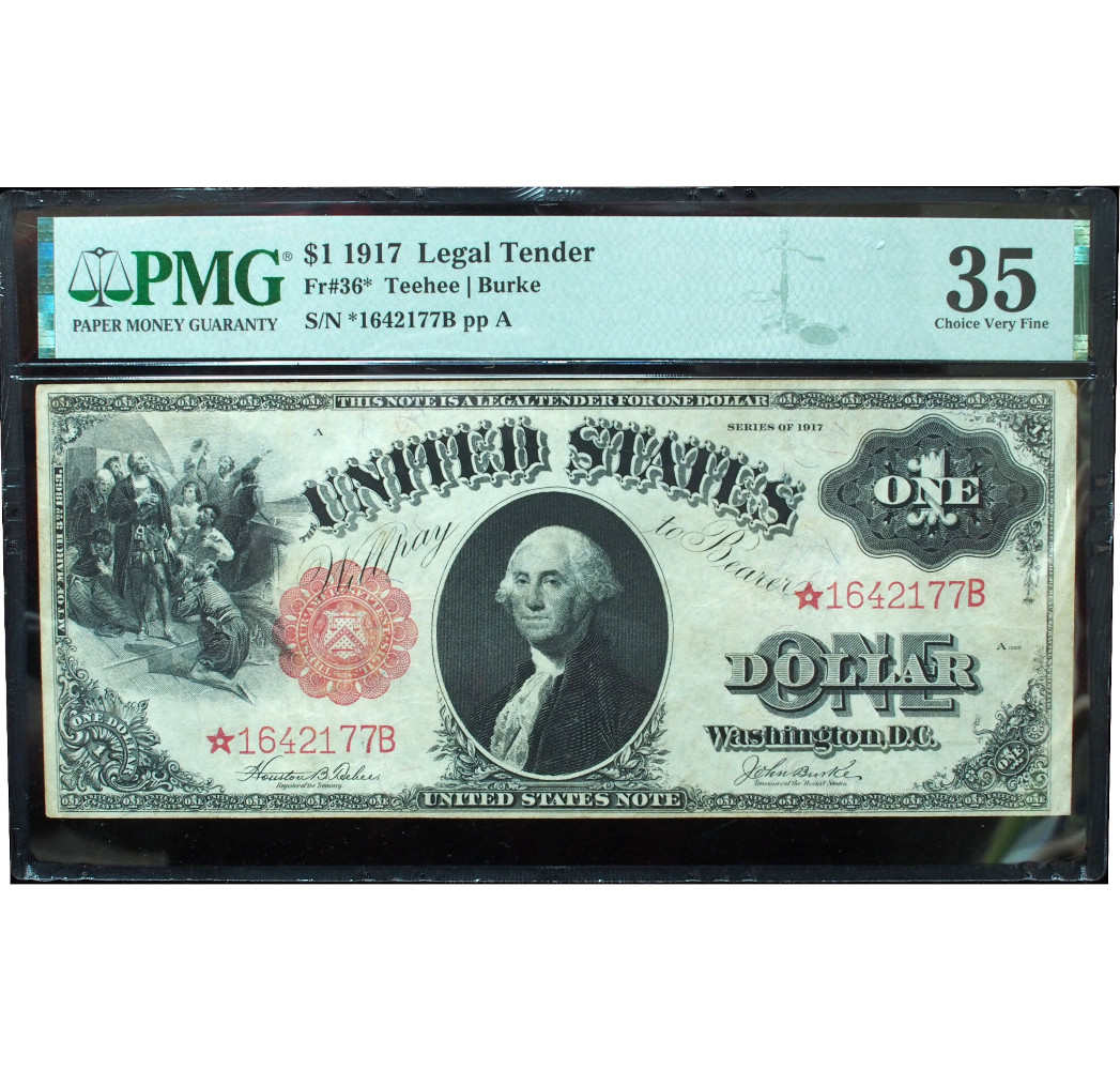 1917 $1 Legal Tender Star Note PMG 35 Choice Very Fine