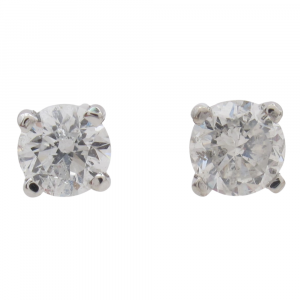 75 Round Solitaire Diamond Stud Earrings 14k White Gold .71