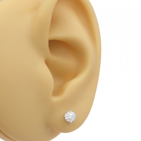 75 Round Solitaire Diamond Stud Earrings 14k White Gold .71 Worn