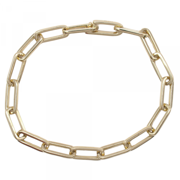 Chunky Paperclip Gold Bracelet 14k Profile