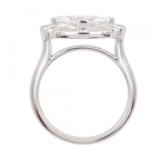1.28ctw Art Deco Inspired Marquise Halo Diamond Engagement Ring 14k White Gold Profile