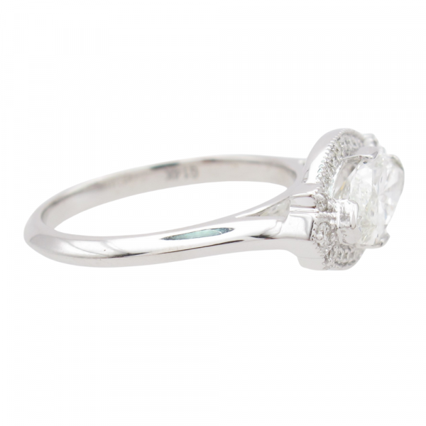 1.28ctw Art Deco Inspired Marquise Halo Diamond Engagement Ring 14k White Gold Side