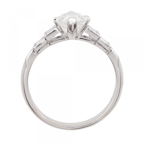 1.90ctw Art Deco Inspired Marquise & Baguette Diamond Engagement Ring GIA Certified 14k White Gold Profile