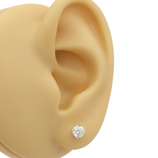 Diamond Solitaire Stud Earrings 0.64 ct Worn