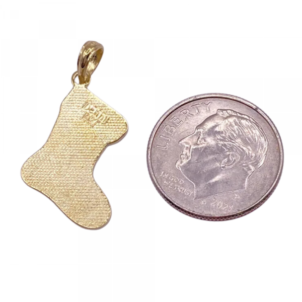 Enameled Christmas Stocking Charm or Pendant 10K (1)