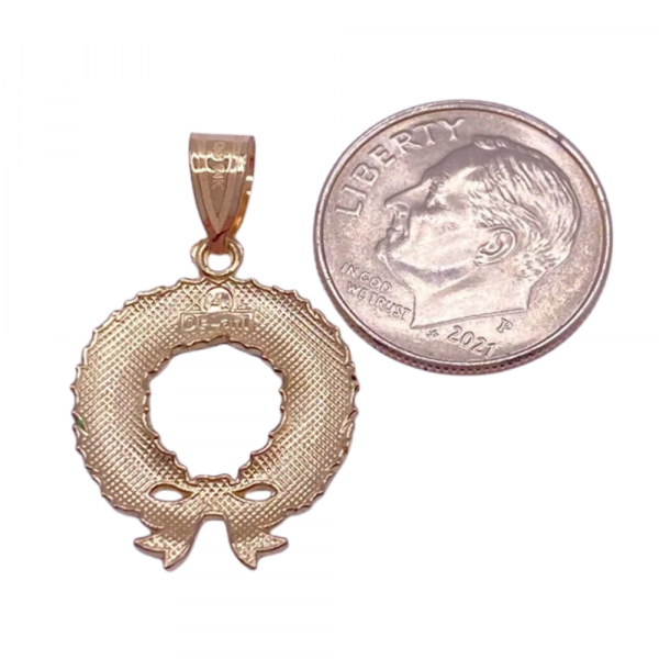 Holiday Christmas Wreath Enameled Charm 14K (2)