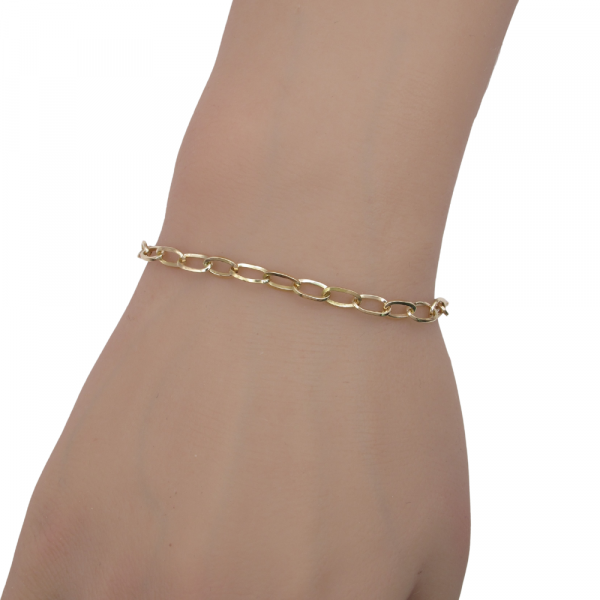 Oval Ring Link Bracelet Yellow Gold 14k Worn