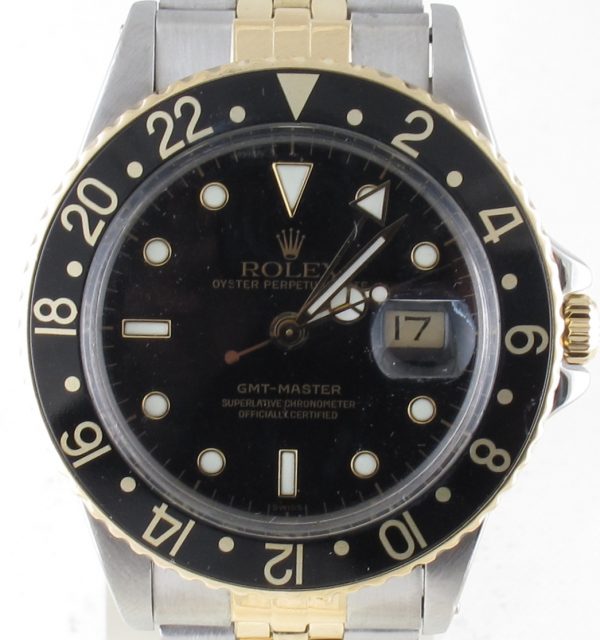 Pre-Owned Rolex 40MM GMT Master II (1986) Two Tone 16753 Front Close