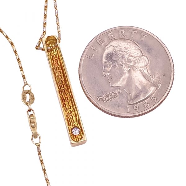 0.05ct Diamond Accent Bar Pendant Necklace 14K back