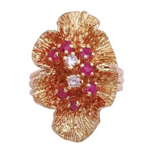 0.87ctw Ruby & Diamond Cocktail Ring 14K