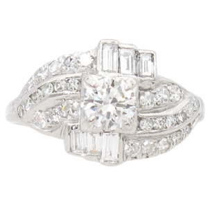 1.11ctw Diamond Art Deco Engagement Ring 18k (2)