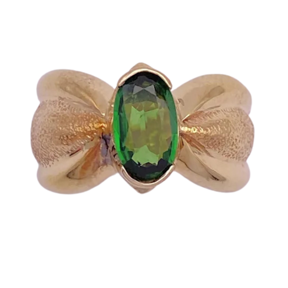 1.23ct Oval Tsavorite Garnet Solitaire Ring 14K Gold