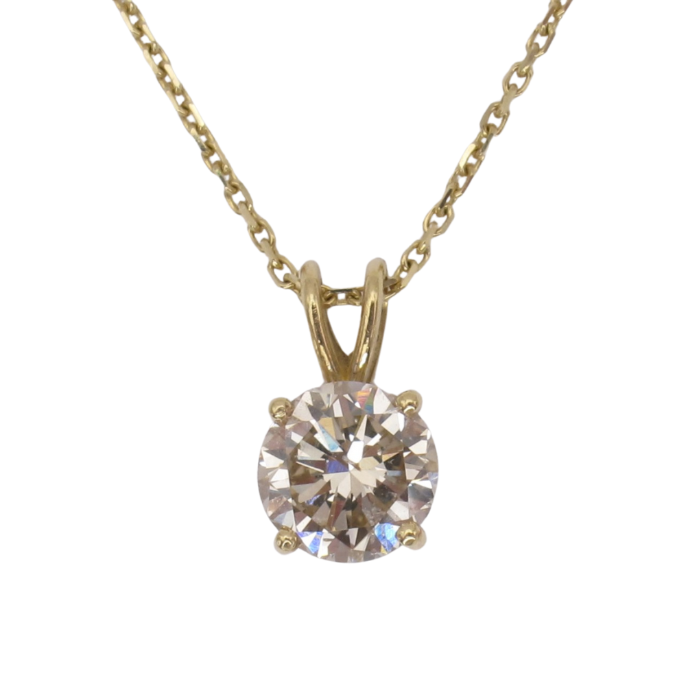 1.24ct Champagne Diamond Solitaire Necklace 14k