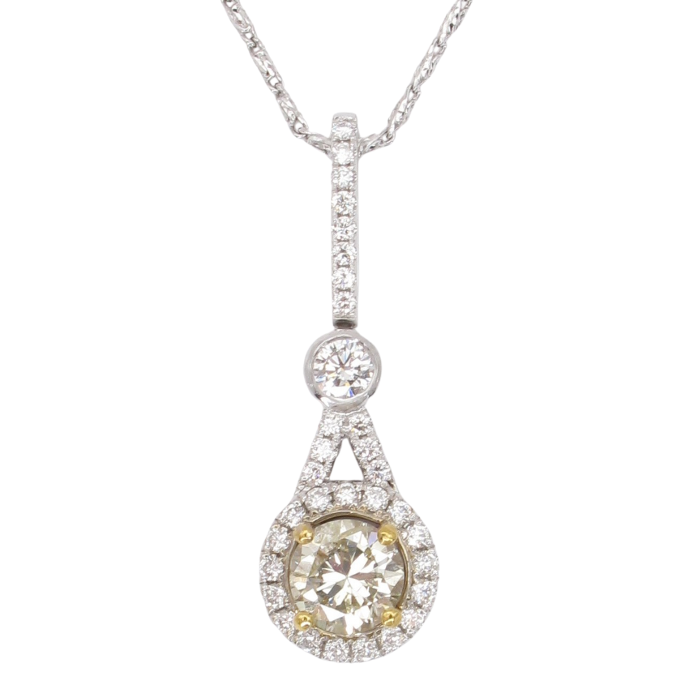 1.48ctw Diamond Halo Pendant Necklace 14K