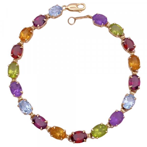15.42ctw Colorful Multiple Gemstone Line Bracelet 14K (2)