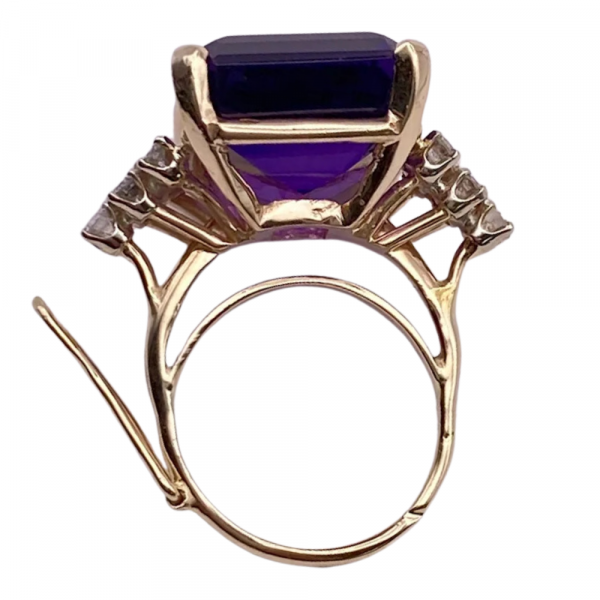 25.43ctw Emerald Cut Siberian Amethyst & Diamond Ring 14K Gold (1)
