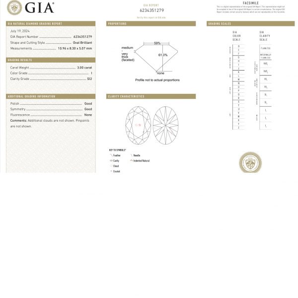 3 carat oval diamond engagement ring GIA