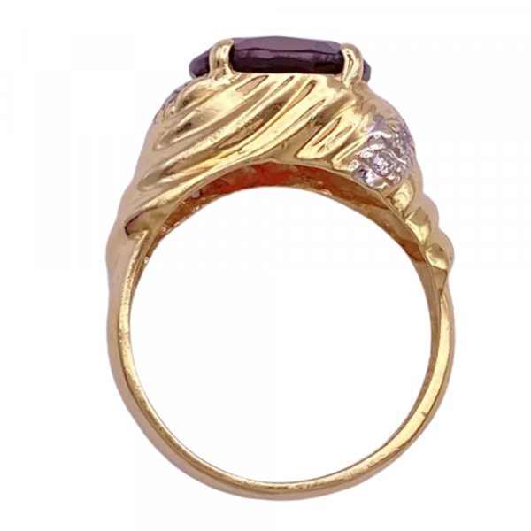 3.14ctw Oval Garnet Ring 14K Two-Tone Gold (3)