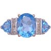 5.76ctw Blue Topaz & Diamond Ring 14K Gold