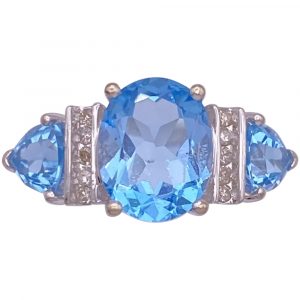 5.76ctw Blue Topaz & Diamond Ring 14K Gold