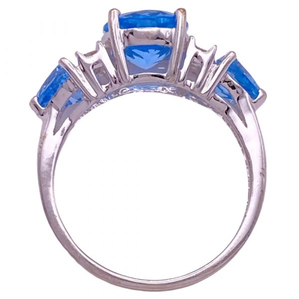 5.76ctw Blue Topaz & Diamond Ring 14K Gold side