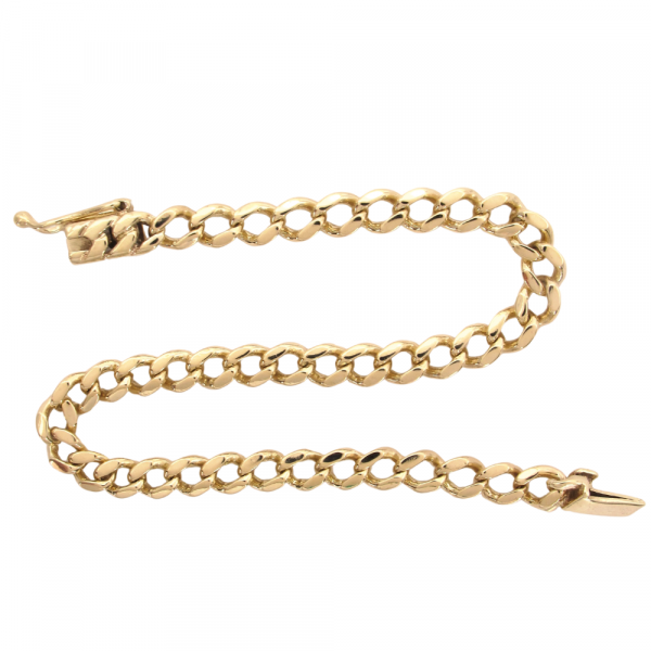 5mm Curb Cuban Bracelet Yellow Gold Mens