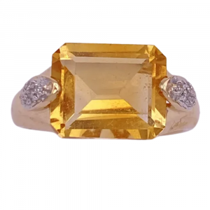 6.02ctw Emerald Cut Citrine & Diamond Ring 14K (2)