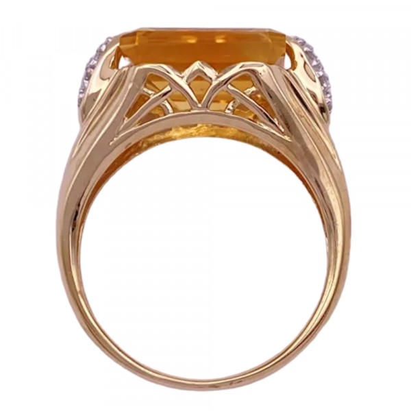 6.02ctw Emerald Cut Citrine & Diamond Ring 14K (4)